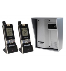 Wireless Gate & Door Intercom with 2 x Handsets (UltraCom2 No keypad) Silver with Silver Hood