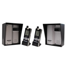 Wireless Gate & Door Intercom with 2 x Handsets & 2 x Caller Stations (UltraCom2 ) Silver & Black Hood s