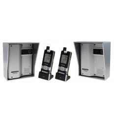 Wireless Gate & Door Intercom with 2 x Handsets & 2 x Caller Stations (UltraCom2) Silver & Silver Hoods