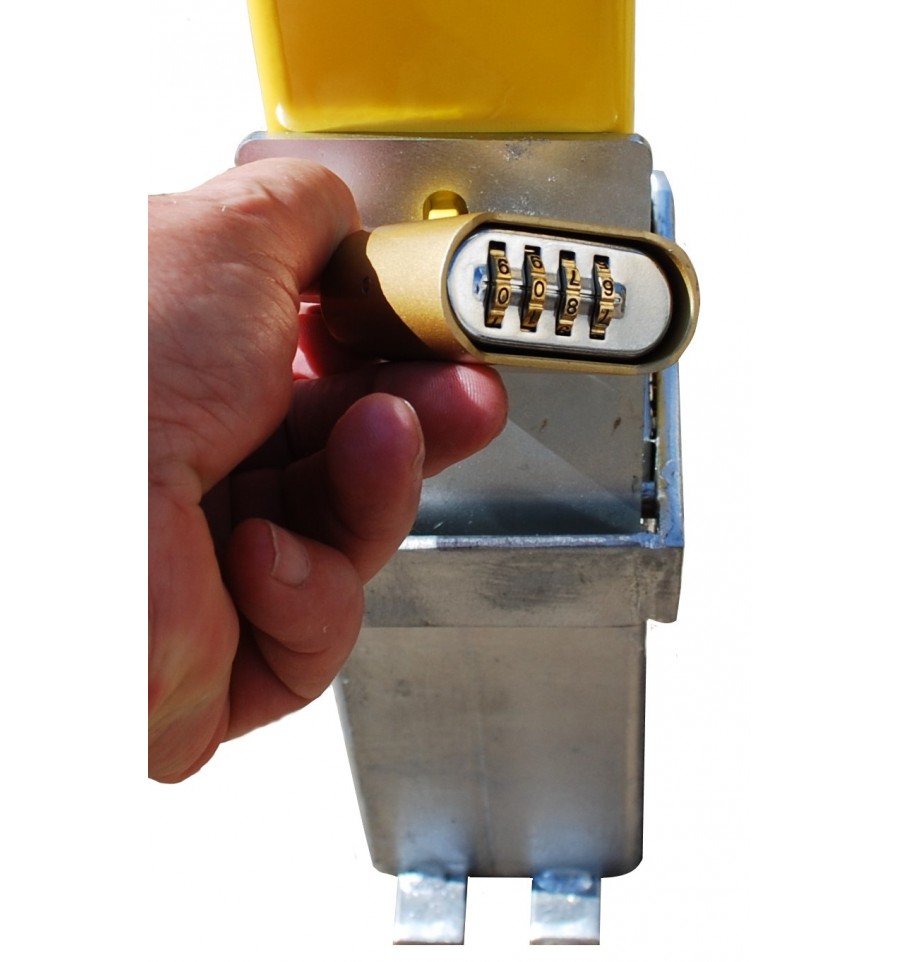 Heavy Duty Yellow Removable Security Post with Lift Out Handles & 2 x Bases 