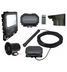 Security Floodlight & Siren Driveway Alarm with Outdoor Receiver, PIR & Vehicle Sensing Probe