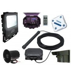 Security Floodlight & Siren Driveway Alarm with Outdoor, Indoor Receiver, PIR & Vehicle Sensing Probe