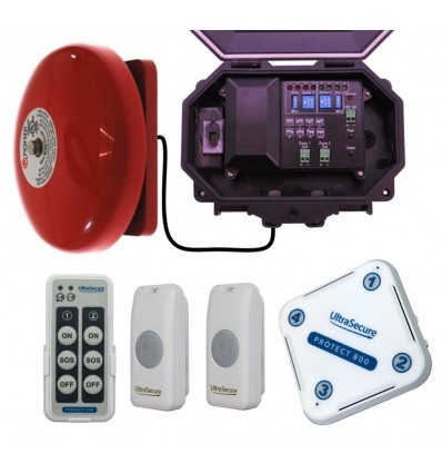 Twin Push Button Wireless Commercial Bell Kit with additional Chime Receiver