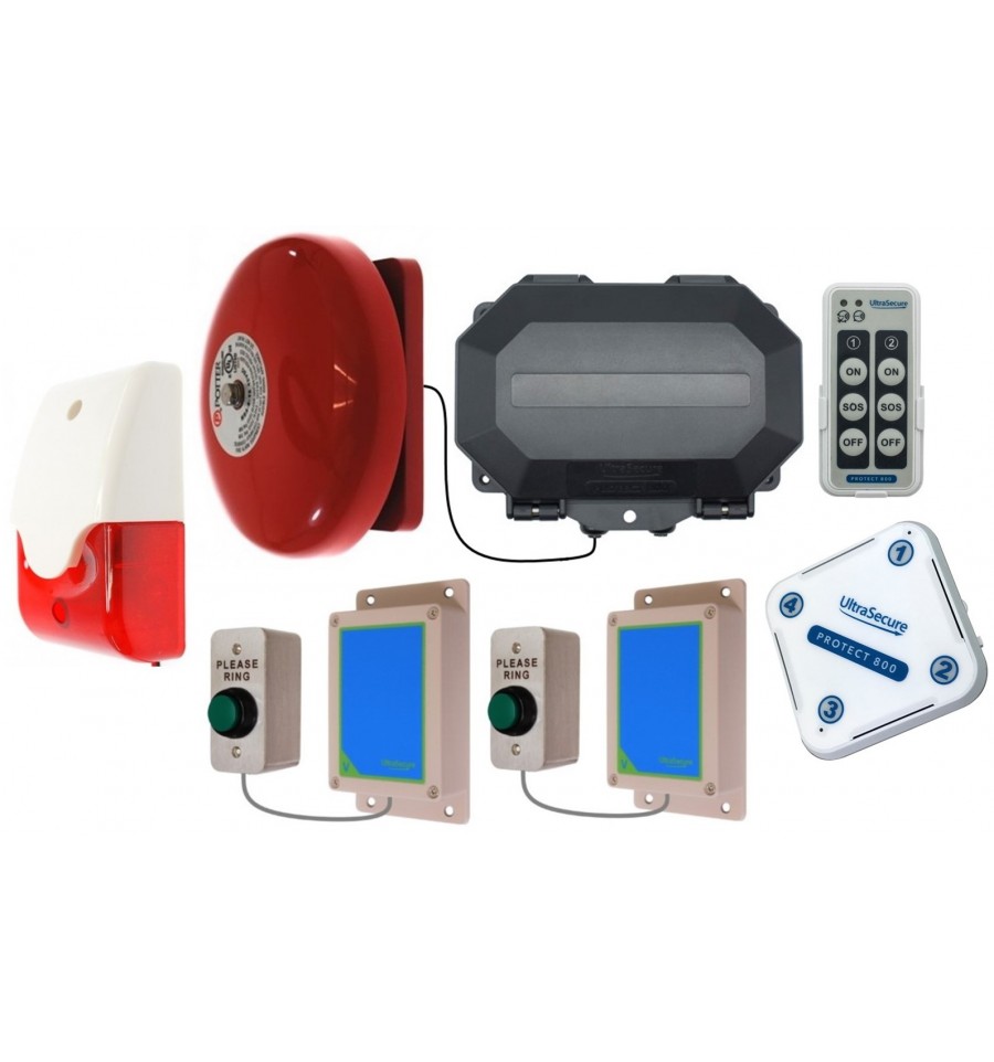 Two Doorbell Wireless Commercial Bell Kit with Siren, Bell & Receiver