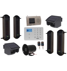 Solar Wireless Beams & PIRs Perimeter Alarm with KP9 GSM Dialler & Loud Wired Siren