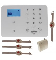 KP9 GSM Wireless Panic Alarm Kit D with Wristband Panic Buttons