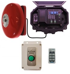 Wireless Commercial Bell Kit with Please Ring Battery Push Button & Loud Ringing Bell with adjustable duration