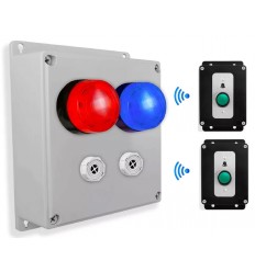 2 Channel 800 metre Wireless Panic or Entrance Alarm with Sirens & Strobes (Black Buttons)