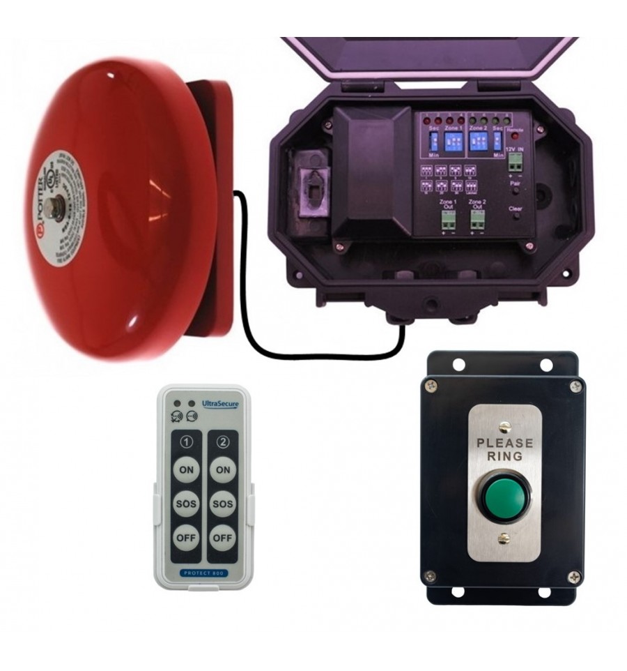 Wireless Commercial Doorbell with Black Please Ring Wireless Button