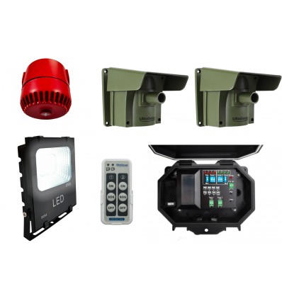 Floodlight & Adjustable Siren Long Range Wireless Driveway PIR Alarm 