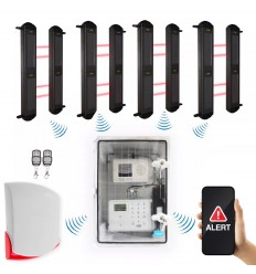 4G Long Range Wireless Perimeter Alarm Kit with 4 sets of 2B Solar Beams & Loud Wireless Siren