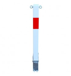 H/D White & Red Removable Security Bollard with Twin Chain Eyelets (001-2330 K/D, 001-2320 K/A)