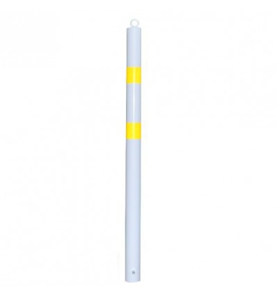 White & Yellow Spigot Fixed Bollard 76mm Diameter
